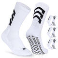 Closemate Grip Soccer Socks for Men Cushion Anti Slip Athletic Grip Socks for Soccer Football Basketball Yoga 3 Pairs(3WhiteSize L)